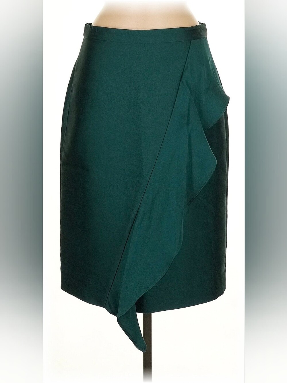 Elegant Dark Teal Ruffle Pencil Skirt